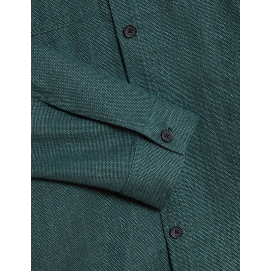 Ted Baker Shaww Delave Linen Dark Green Overshirt