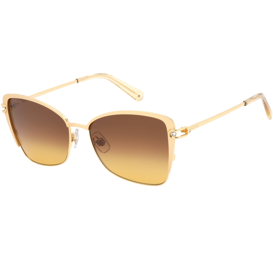 Swarovski Gradient Brown Lens Matte Deep Gold Sunglasses