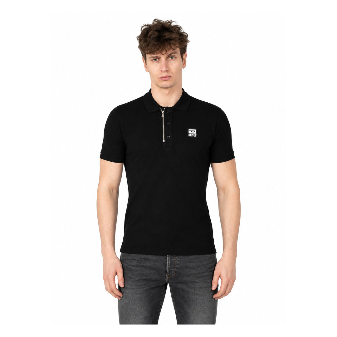 Diesel T-Harry Black Zip Closure Polo Shirt S
