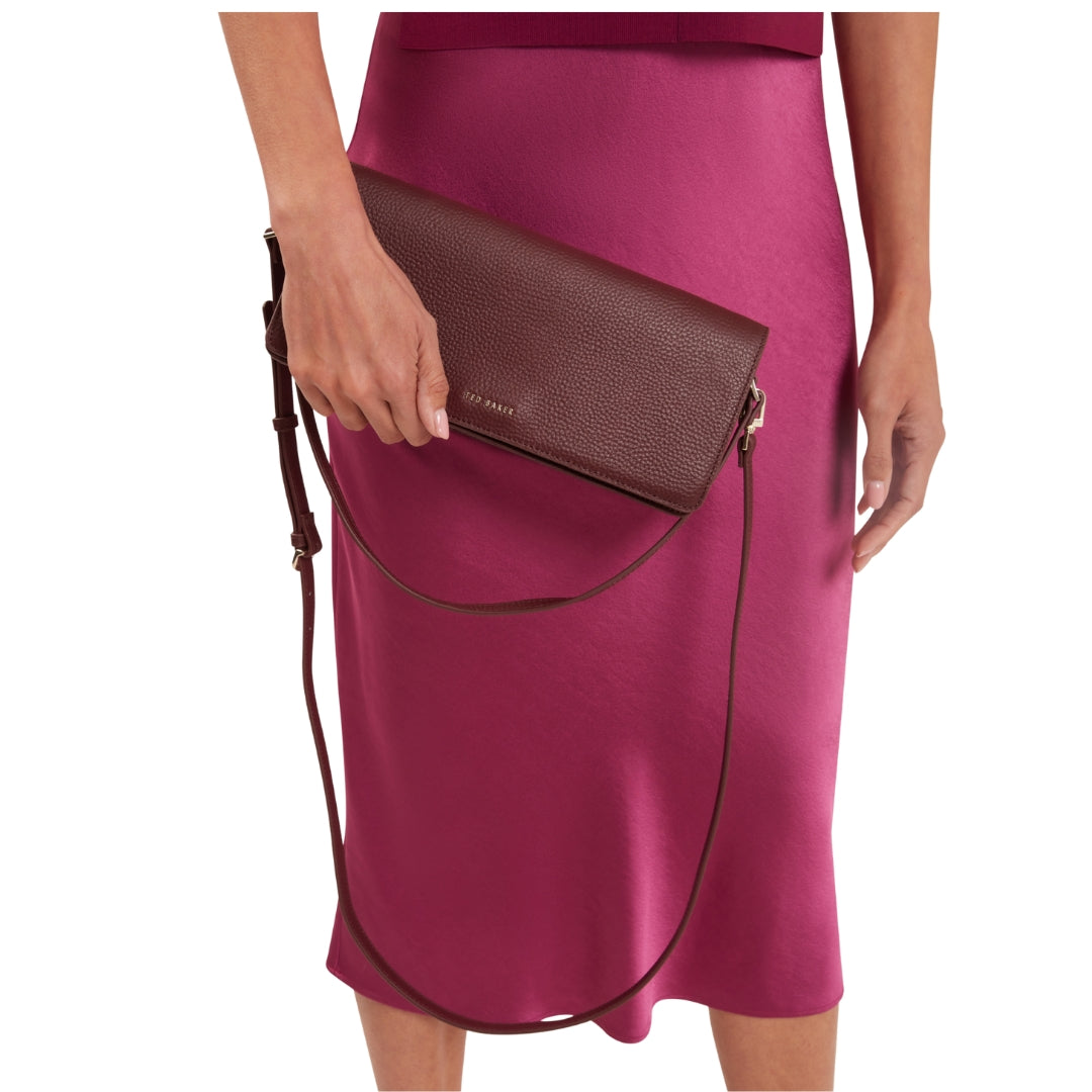 Ted Baker Twyyla Leather Elongated Oxblood Shoulder Bag