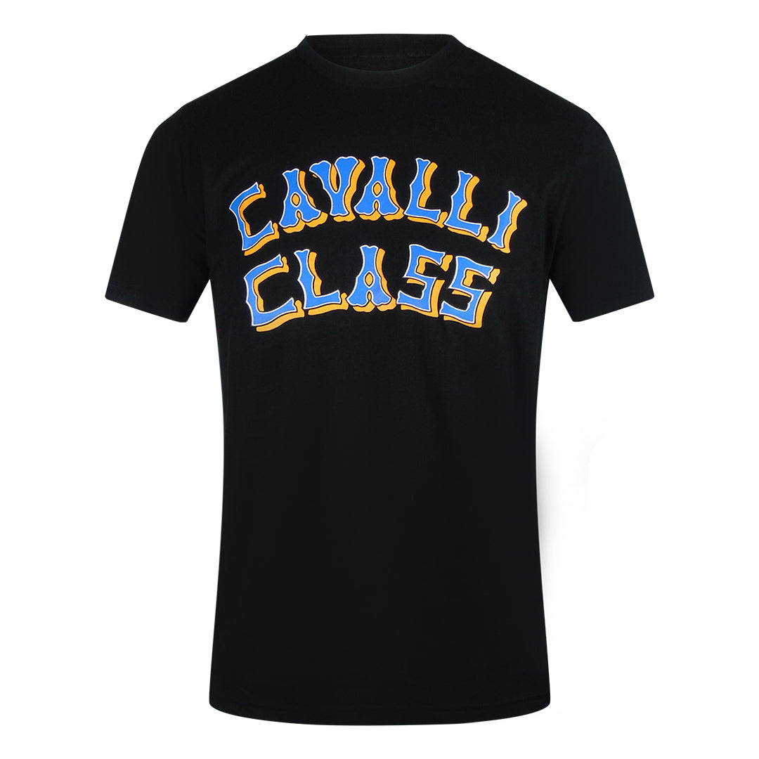 Cavalli Class Layered Logo Black T-Shirt