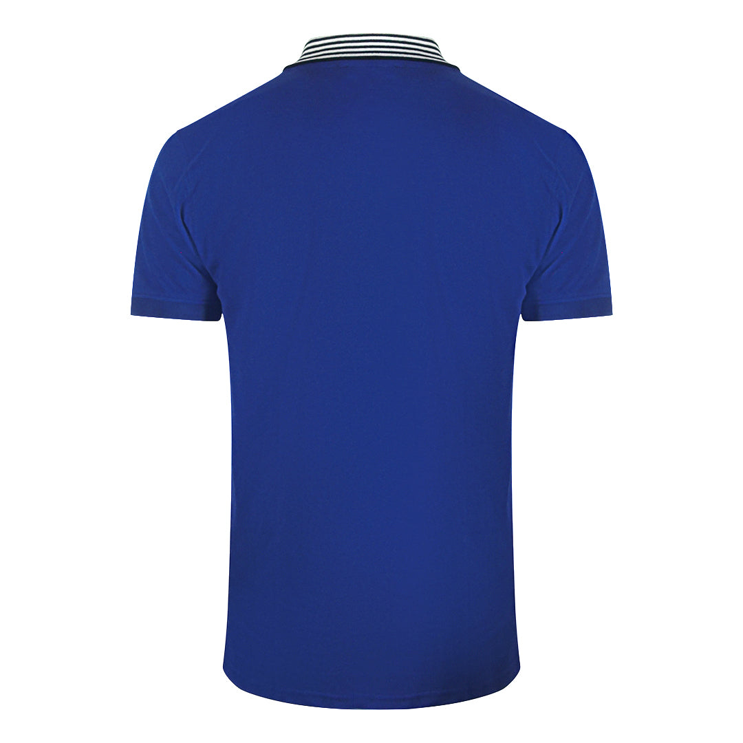 Cavalli Class Striped Collar Iris Blue Polo Shirt