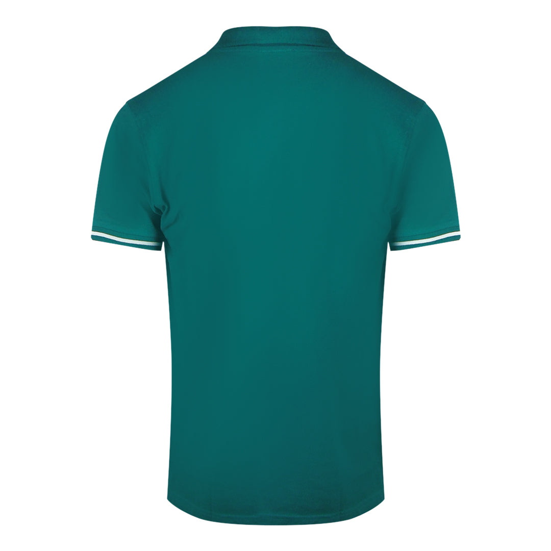 Cavalli Class Bold Stripe Collar Green Polo Shirt