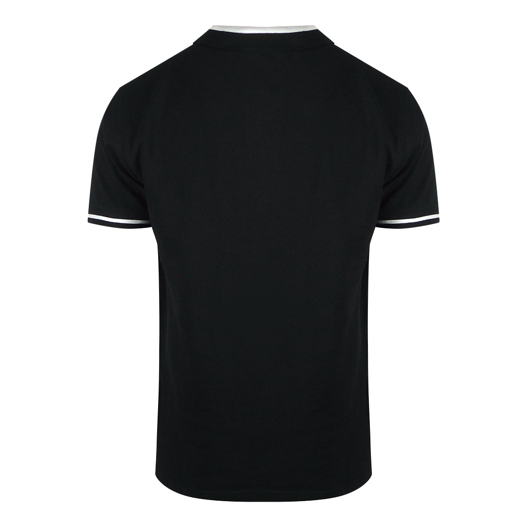 Cavalli Class Bold Stripe Collar Black Polo Shirt