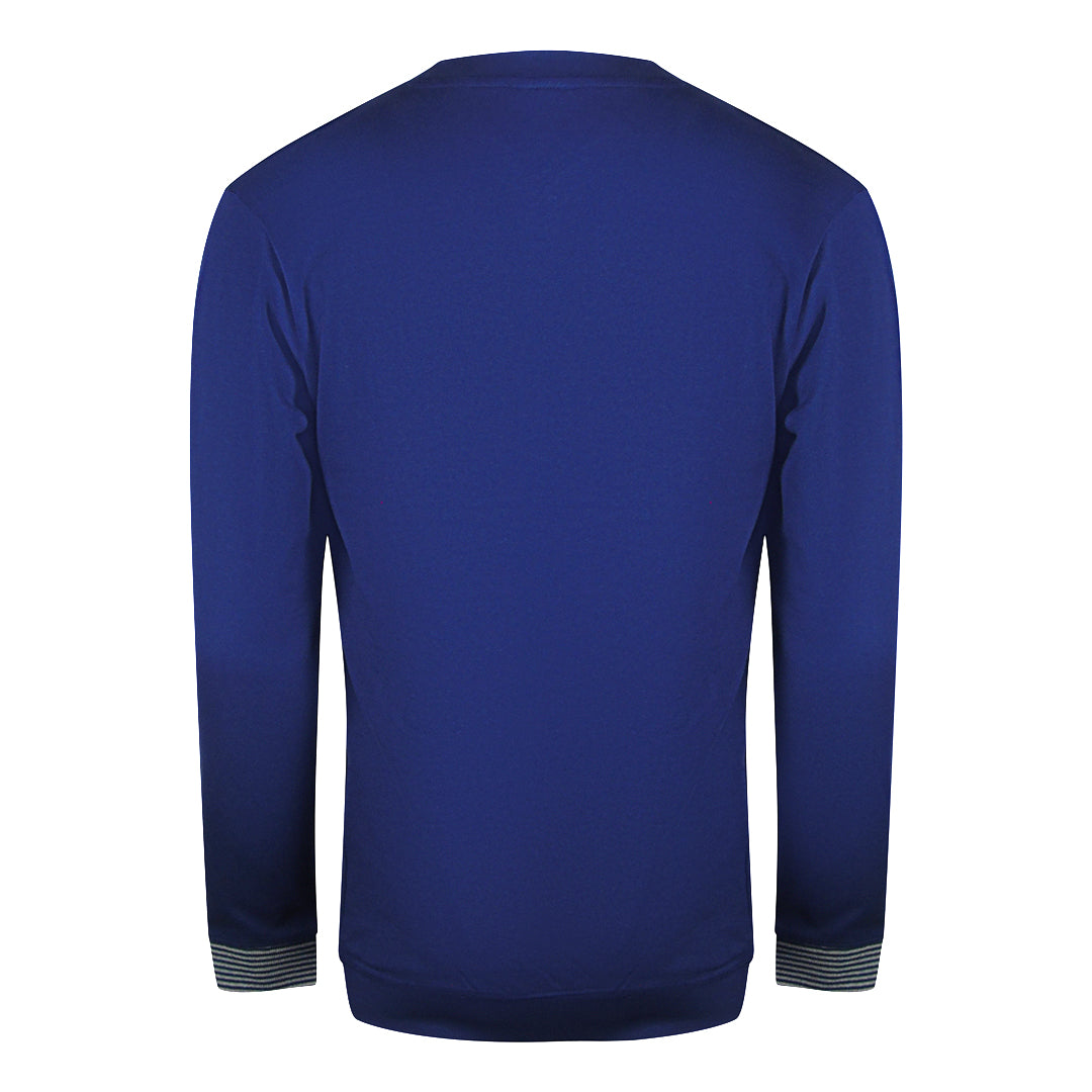 Cavalli Class Bold Multi Logo Iris Blue Round Neck Sweatshirt