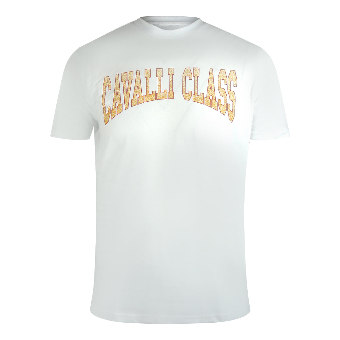 Cavalli Class Varsity Logo Off White T-Shirt