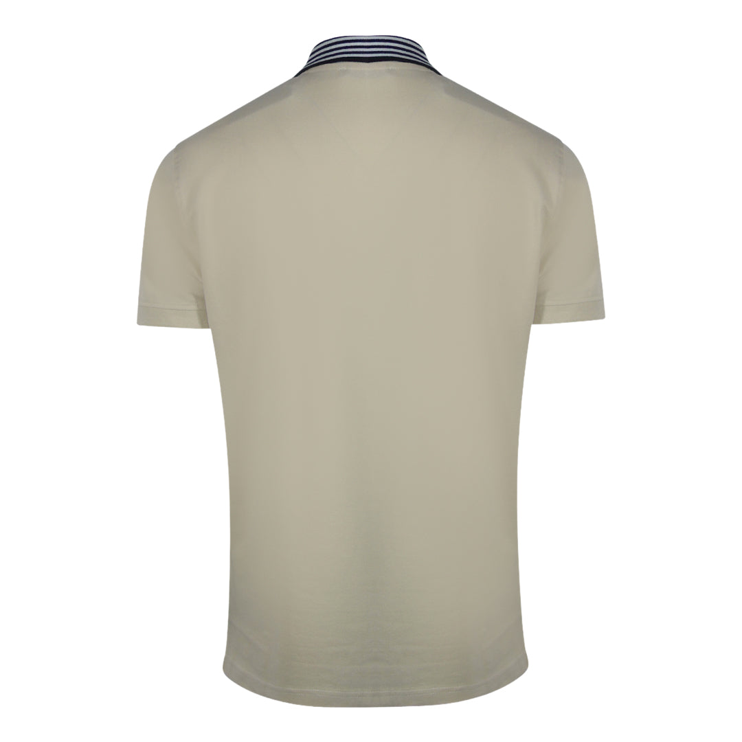 Cavalli Class Striped Collar Beige Polo Shirt