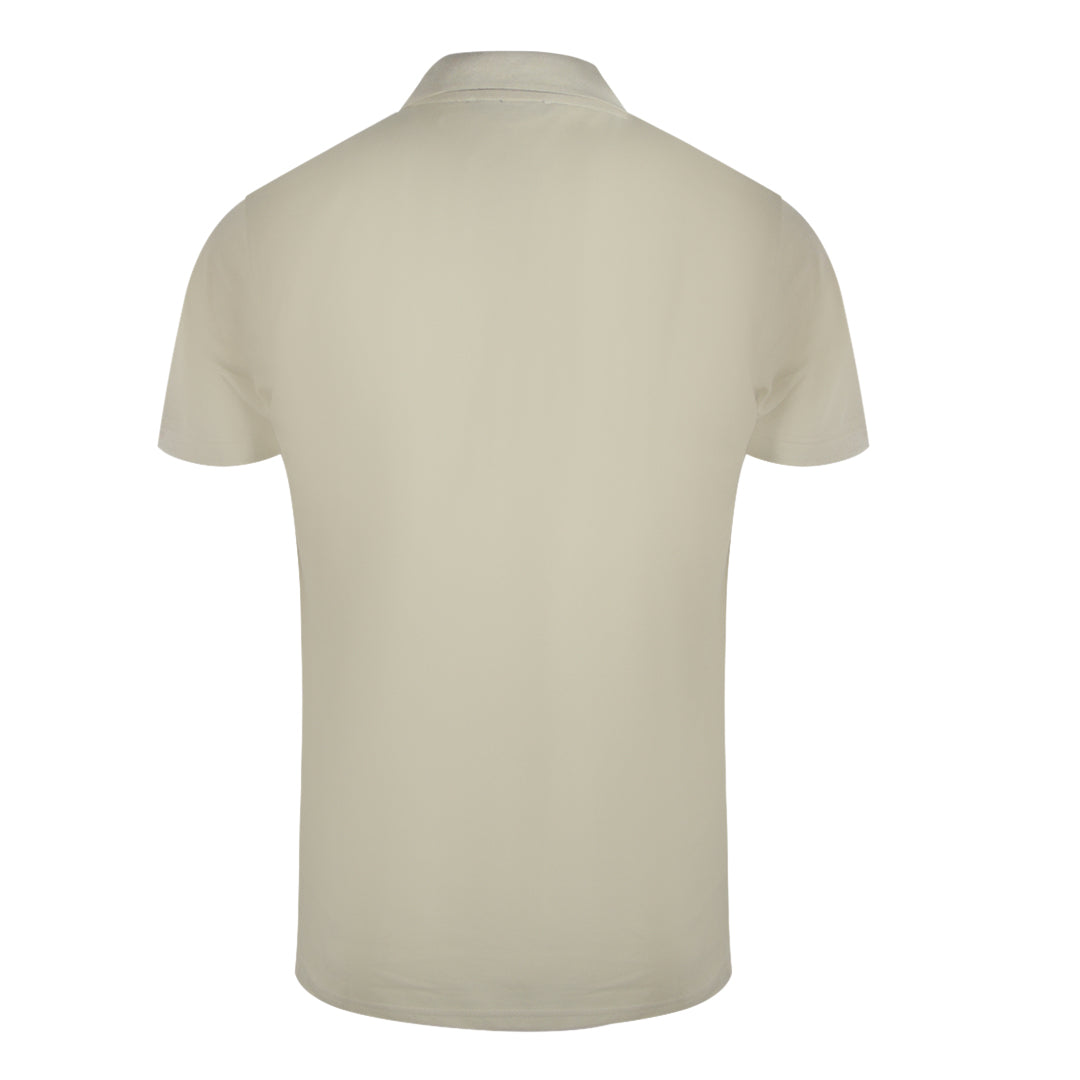 Cavalli Class Vibrant Floral Logo Beige Sand Polo Shirt