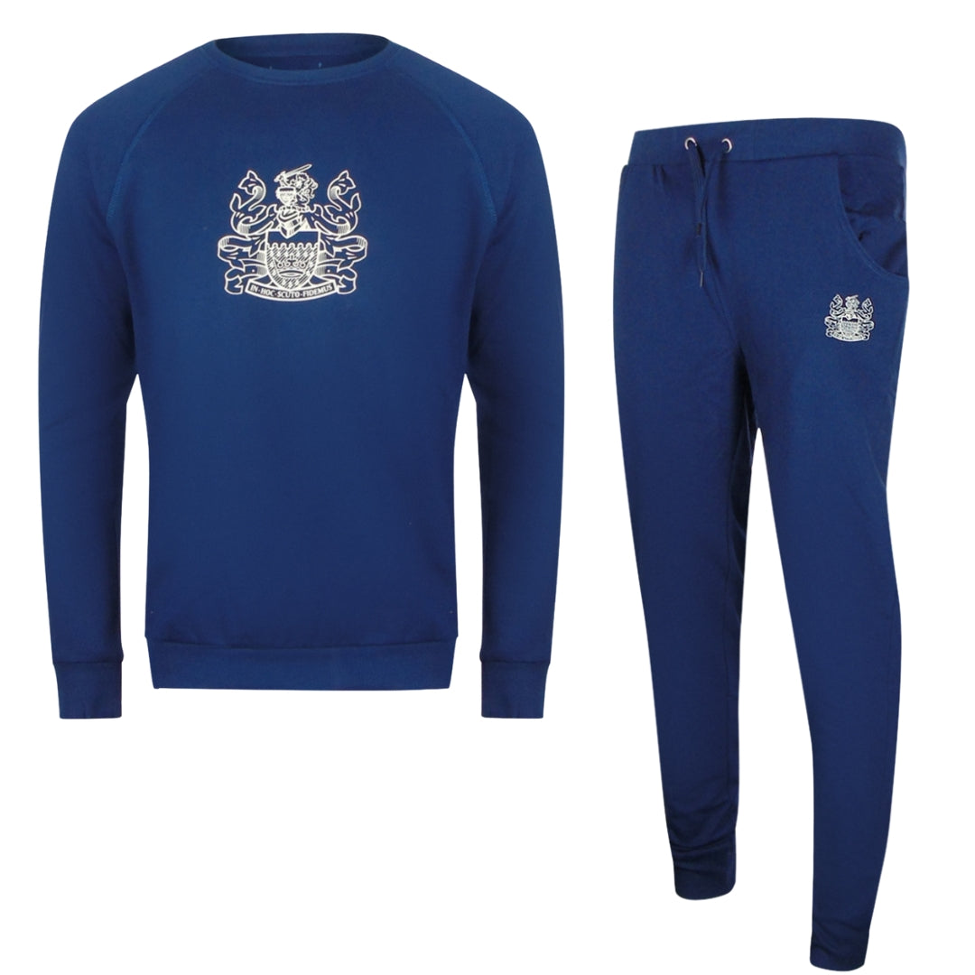 Aquascutum Iconic Crest Navy Blue Crew Neck Tracksuit Set