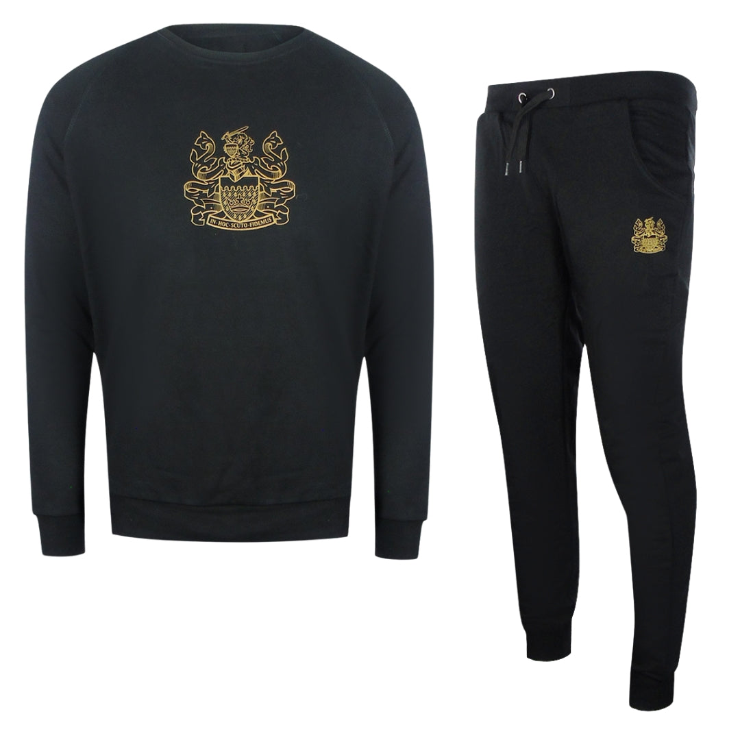 Aquascutum Iconic Crest Black Crewneck Track Set