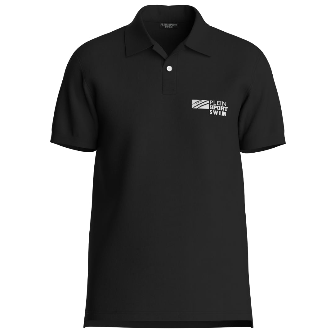 Plein Sport Classic Logo Stretch Black Polo Shirt