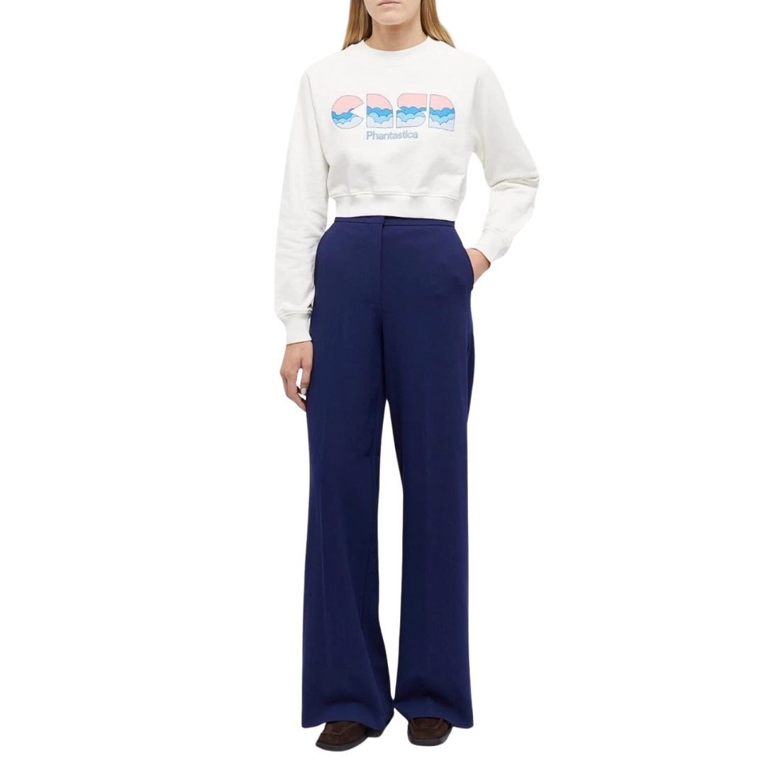 Casablanca Casa Clouds Screen Printed Cropped White Sweatshirt