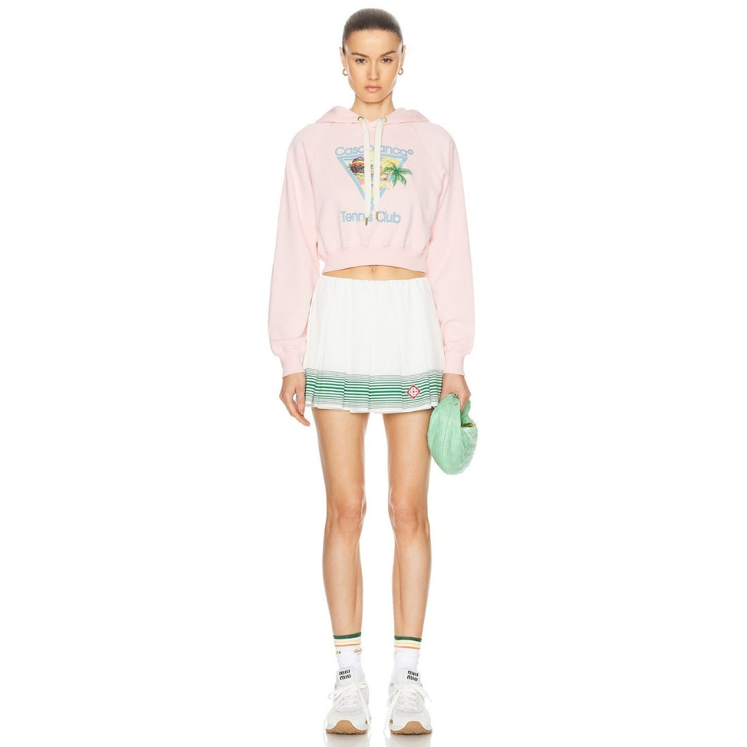 Casablanca Printed Cropped Hoodie Afro Cubism Tennis Club Pale Pink Hoodies