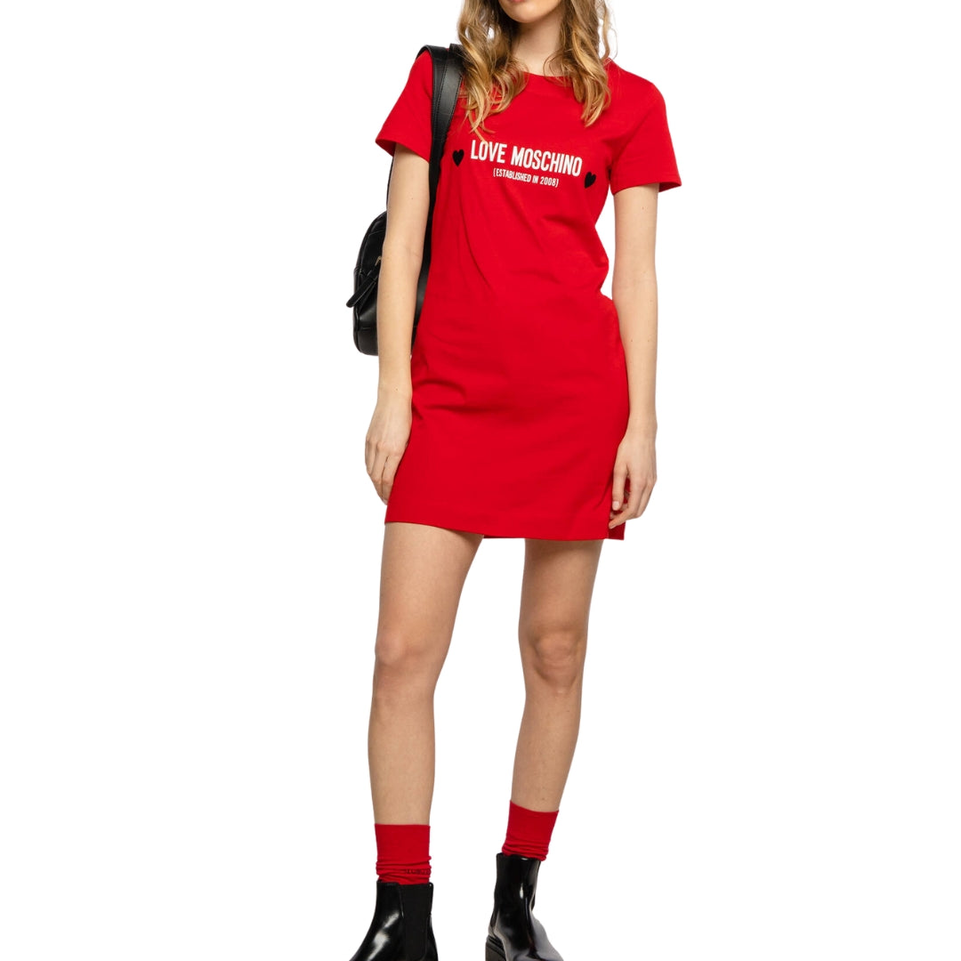 Love Moschino Logo Red T-Shirt Dress