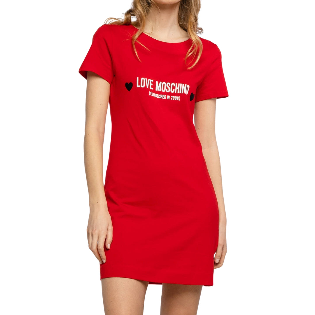 Love Moschino Logo Red T-Shirt Dress