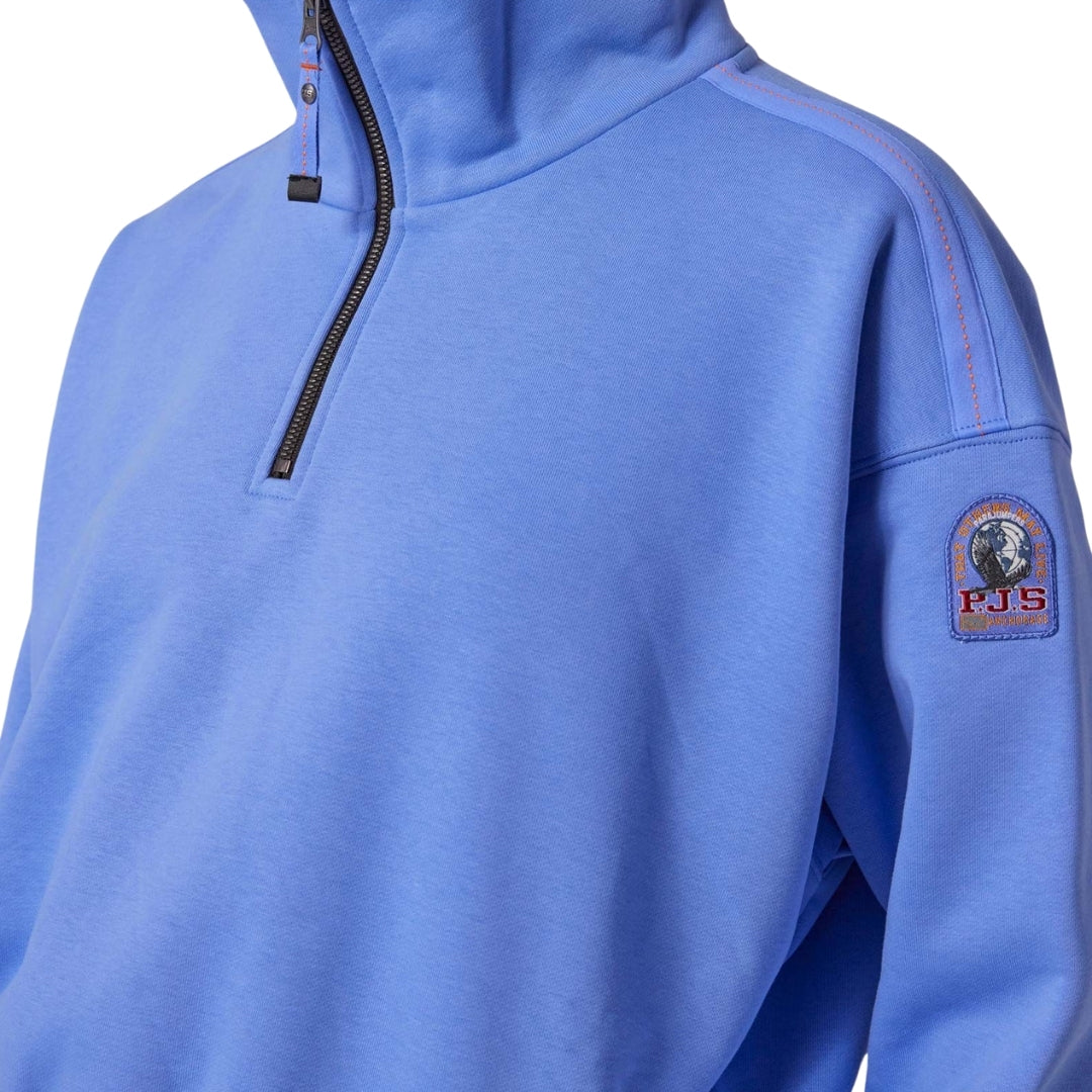 Parajumpers ZENDAYA PWFLEY32 268 CORNFLOWER Quarter Zip Sweater Box Fit Womens S