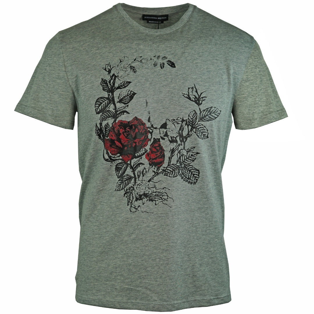 Alexander McQueen Floral Skull Grey T-Shirt