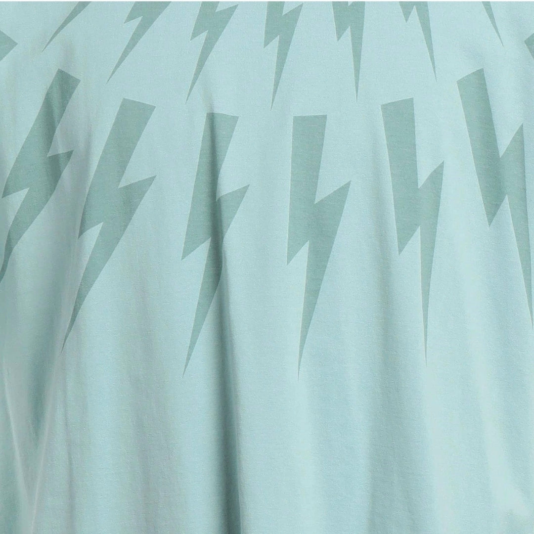 Neil Barrett Fair Isle Thunderbolt Oversize Blue T-Shirt