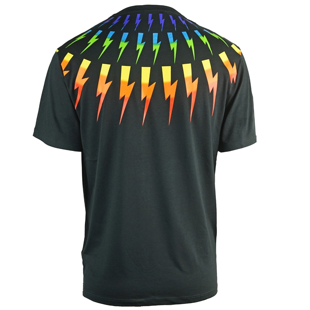 Neil Barrett Multicolour Lightning Bolt Black Oversize Tee