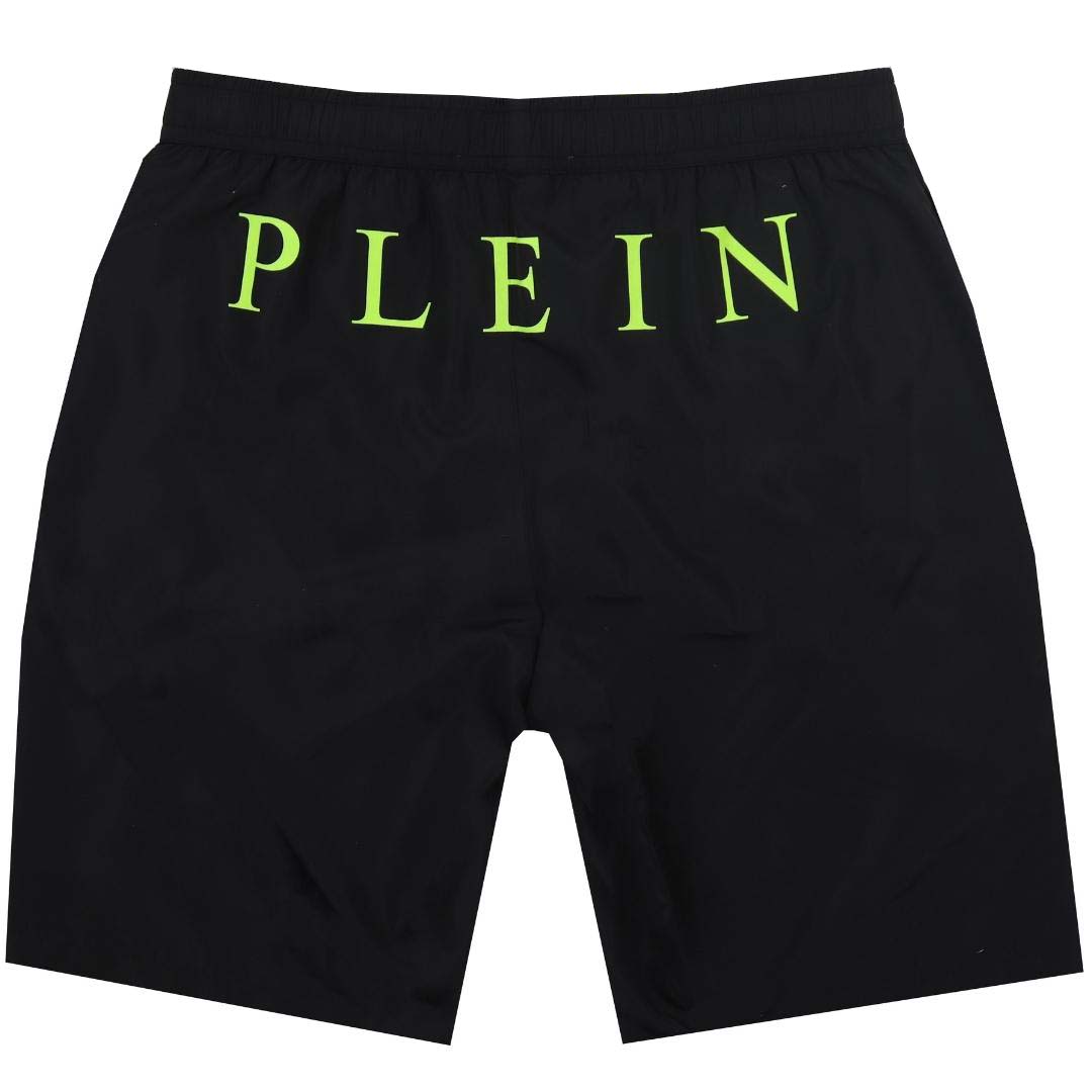Philipp Plein Green Brand Logo Black Swim Shorts