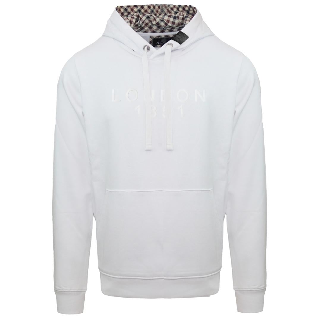 Aquascutum Bold London 1851 Logo White Hoodie