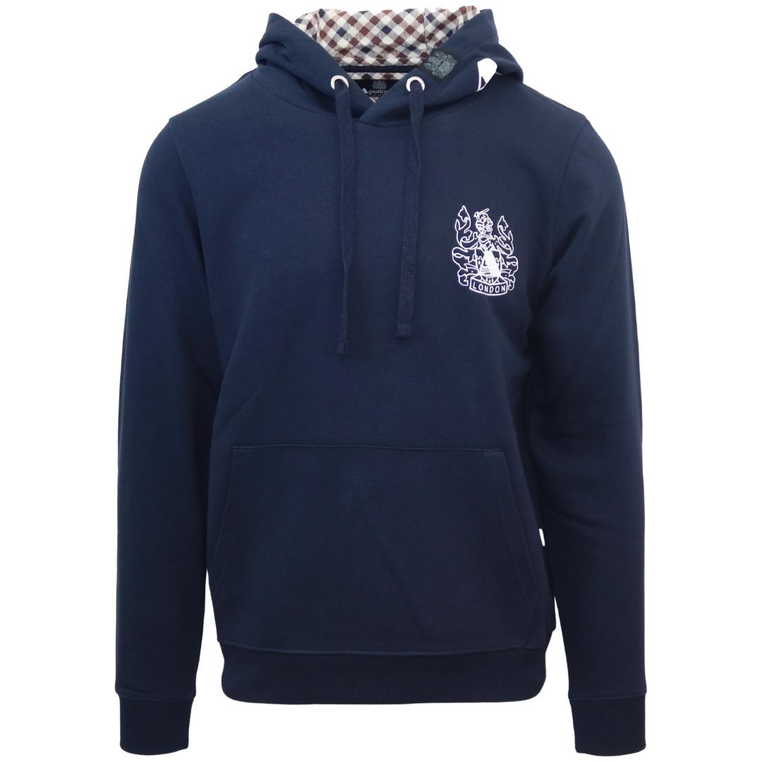 Aquascutum Branded Hood Navy Blue Hoodie