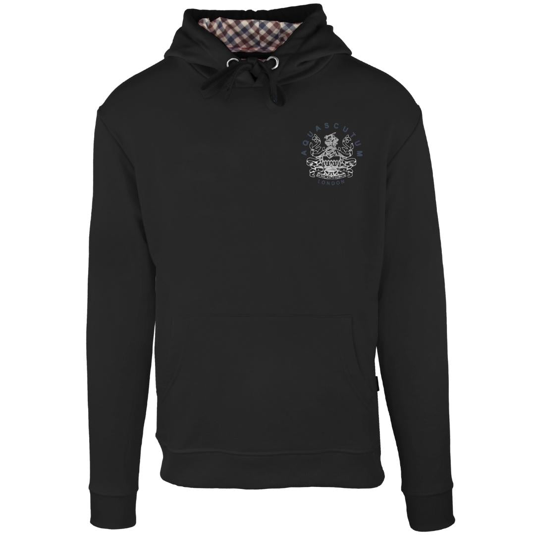 Aquascutum Aldis Emblem Logo Black Hoodie