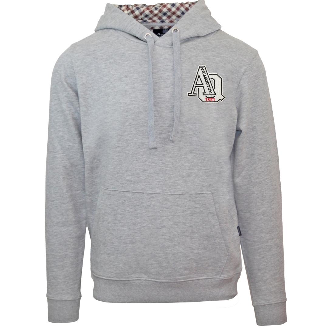 Aquascutum Aq 1851 Patch Logo Grey Hoodie