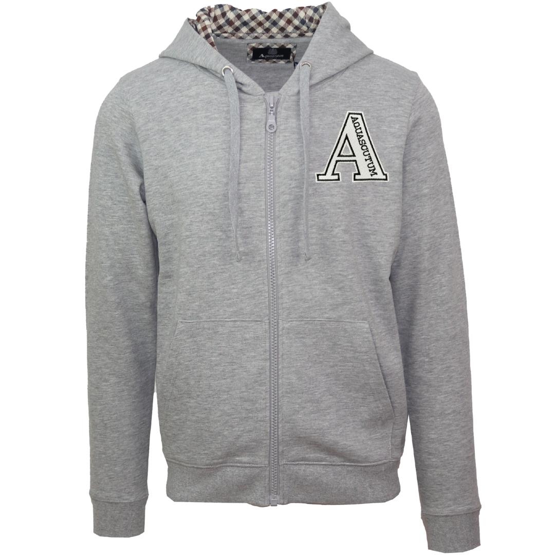 Aquascutum Classic Large A Logo Grey Zip Up Hoodie