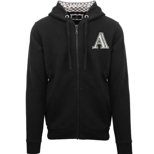 Aquascutum Classic Large A Logo Black Zip Up Hoodie