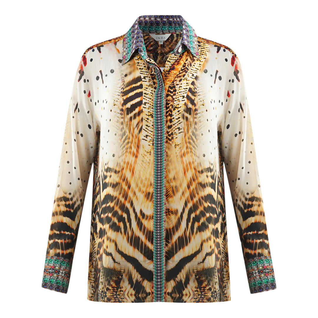 Inoa Golden Eagle 120214 Multicoloured Long Sleeve Blouse Silk Shirt