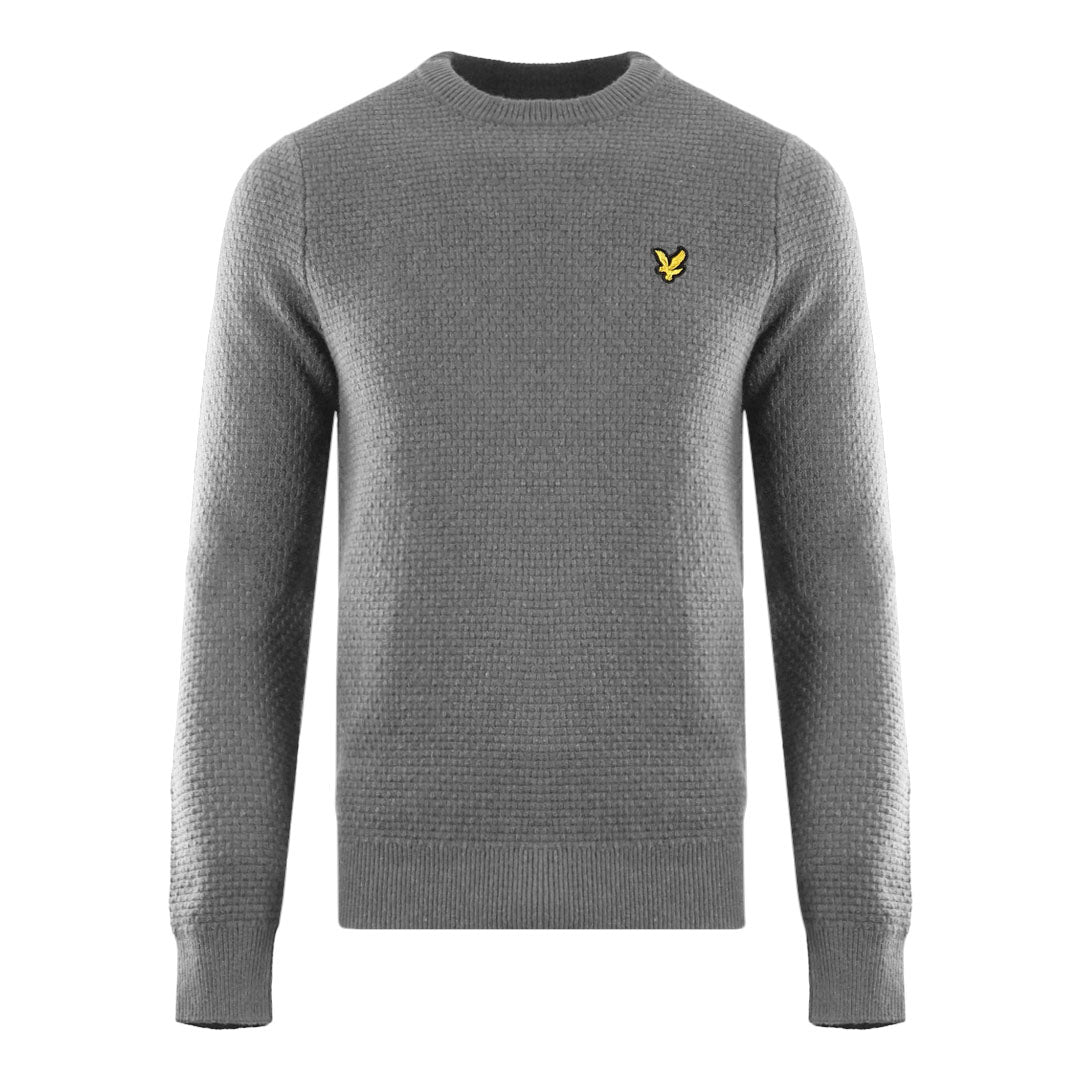 Lyle & Scott Basket Weave Knitted Grey Sweater