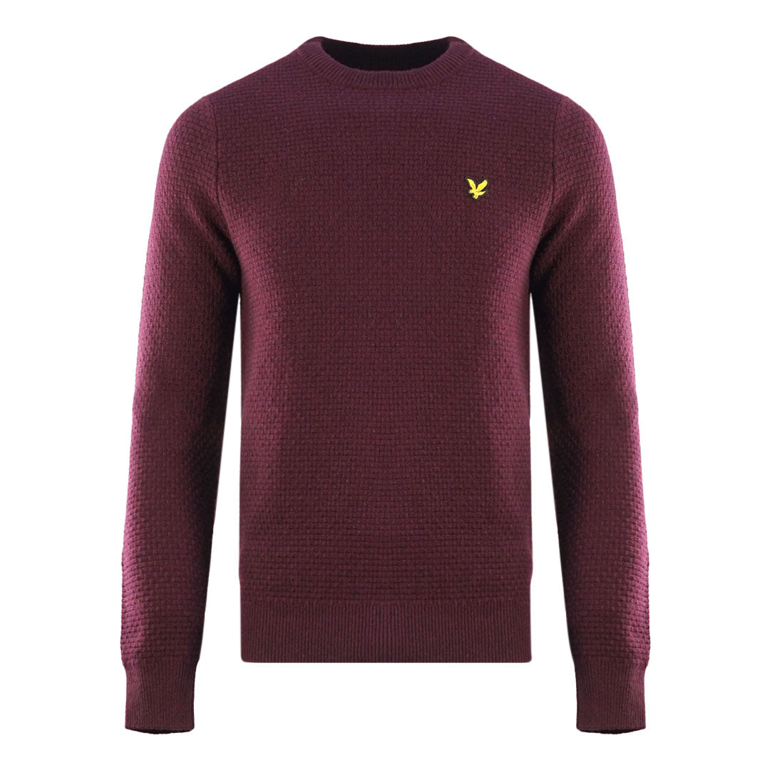 Lyle & Scott Basket Weave Knitted Burgundy Sweater