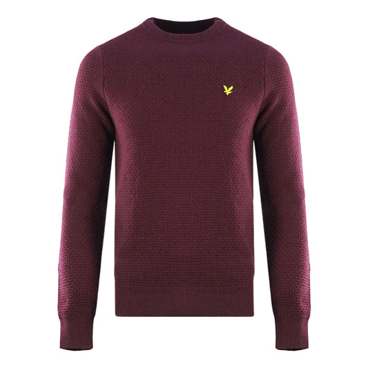 Lyle & Scott Basket Weave Knitted Burgundy Sweater