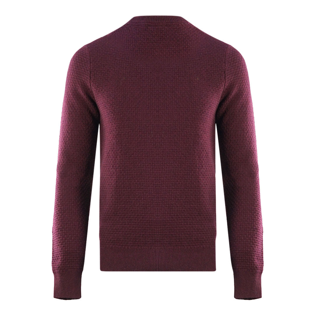 Lyle & Scott Basket Weave Knitted Burgundy Sweater