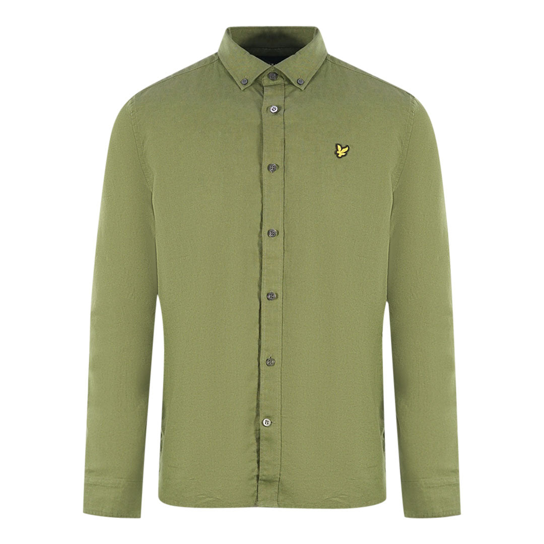 Lyle & Scott Green Long Sleeved Cotton Linen Shirt