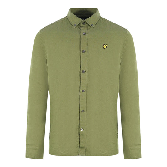 Lyle & Scott Green Long Sleeved Cotton Linen Shirt