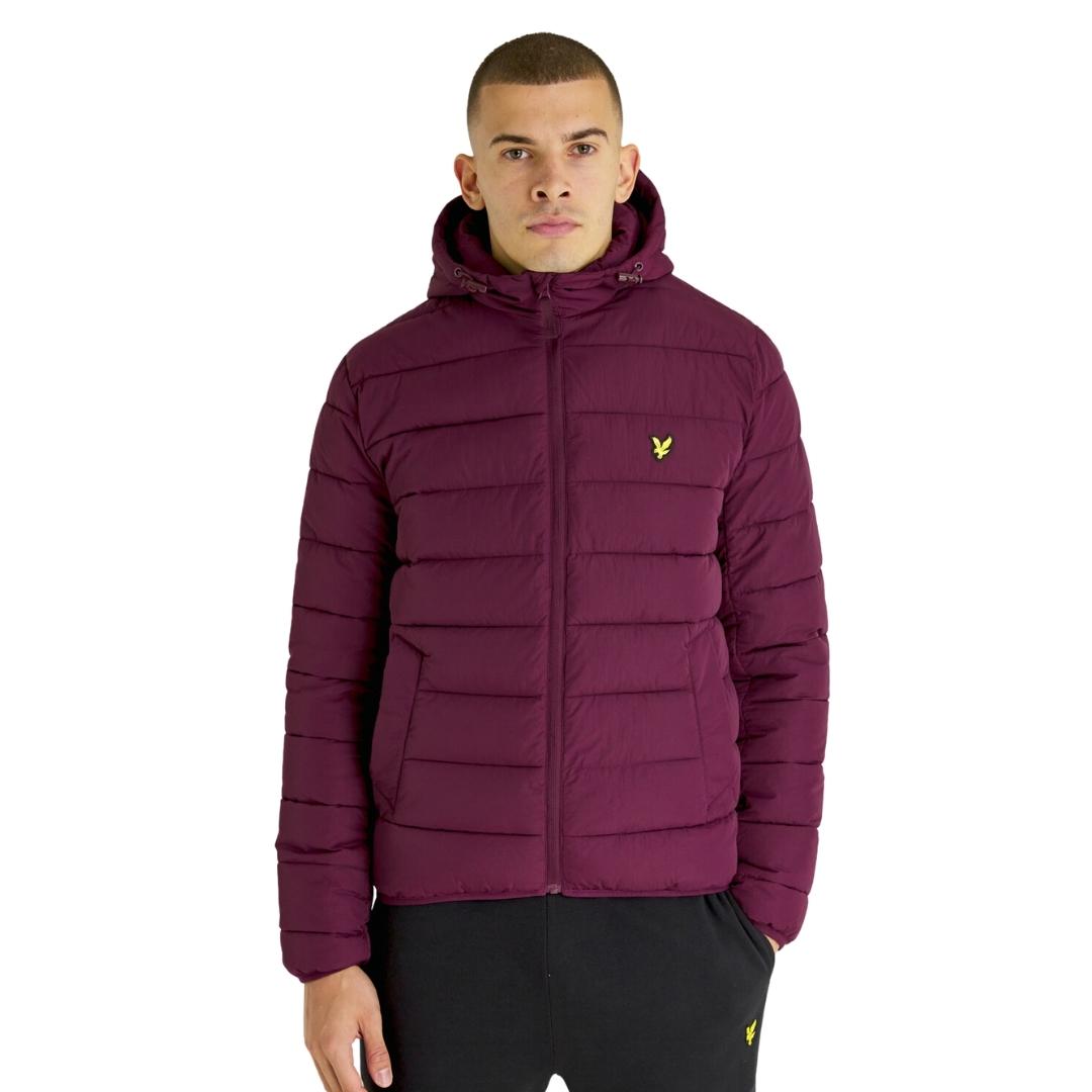 Lyle & Scott Branded Burgundy Hooded Puffer Jacket - Nova Clothing