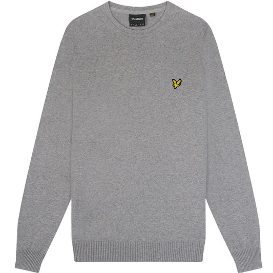 Lyle & Scott Cotton Merino Mid Grey Marl Pull-over Jumper