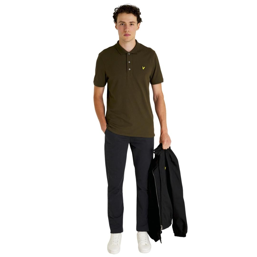 Lyle & Scott Branded Chest Logo Olive Polo Shirt