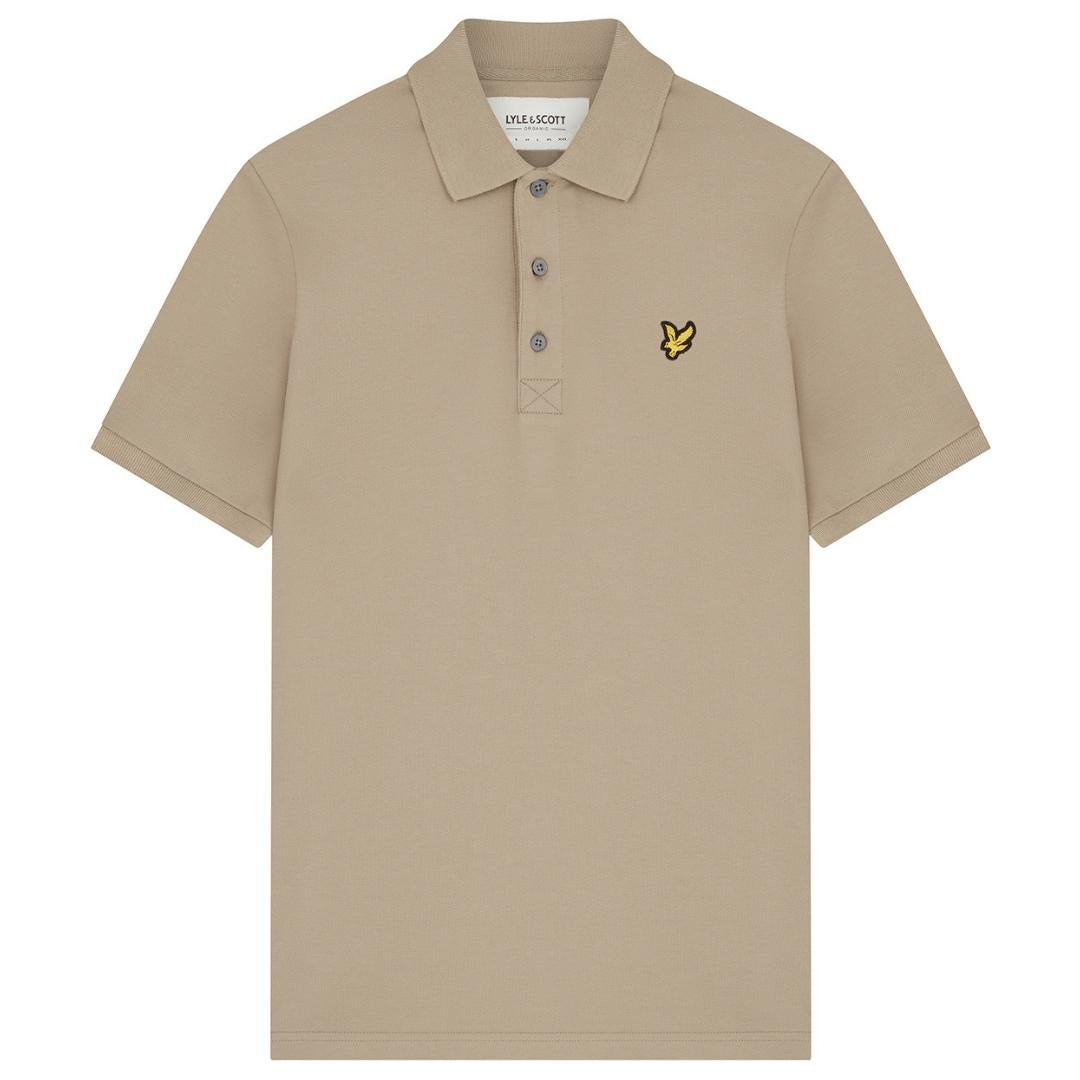 Lyle & Scott Branded Chest Logo Khaki Smoke Polo Shirt