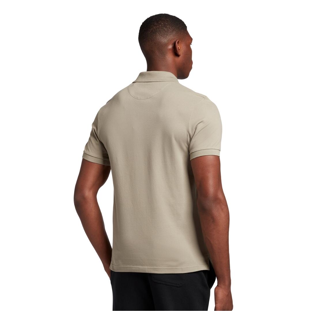 Lyle & Scott Branded Chest Logo Khaki Smoke Polo Shirt