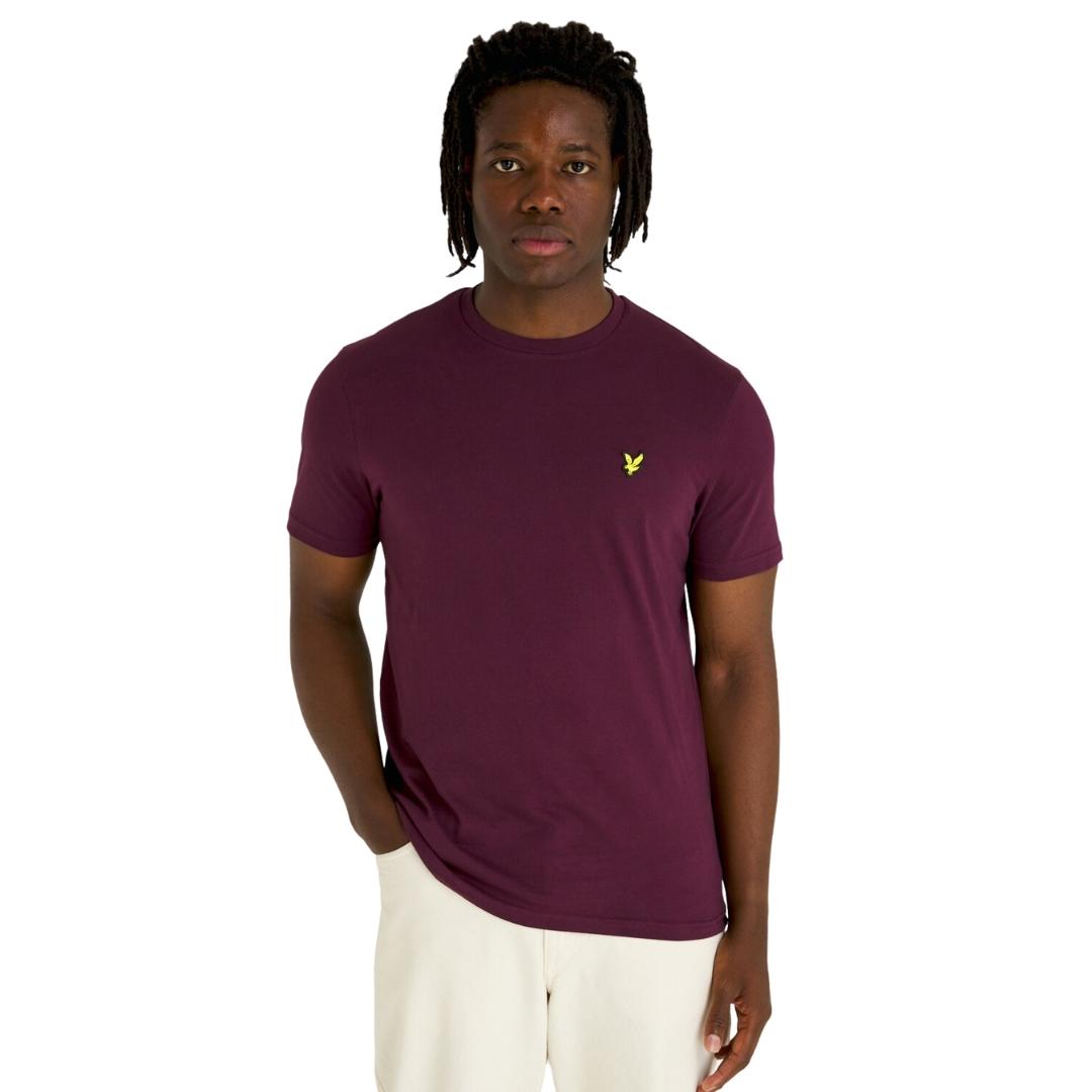 Lyle & Scott Branded Chest Logo Burgundy T-Shirt