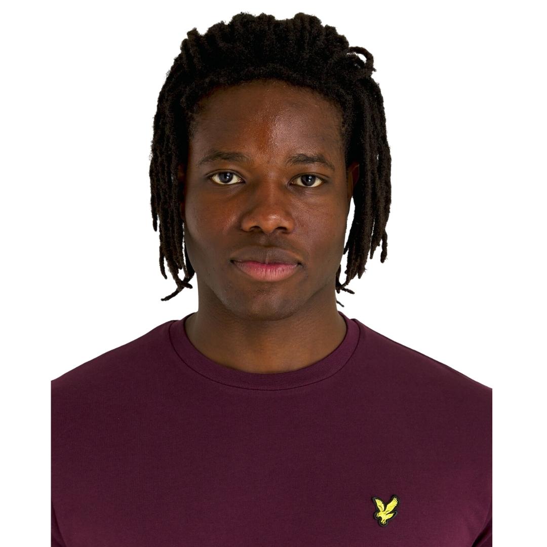 Lyle & Scott Branded Chest Logo Burgundy T-Shirt