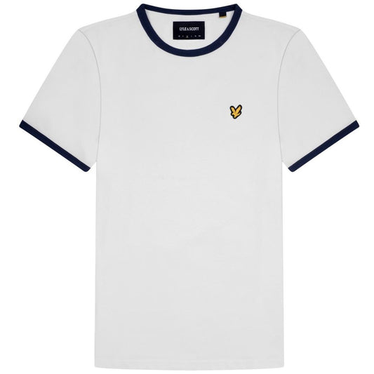 Lyle & Scott Branded White Ringer T Shirt