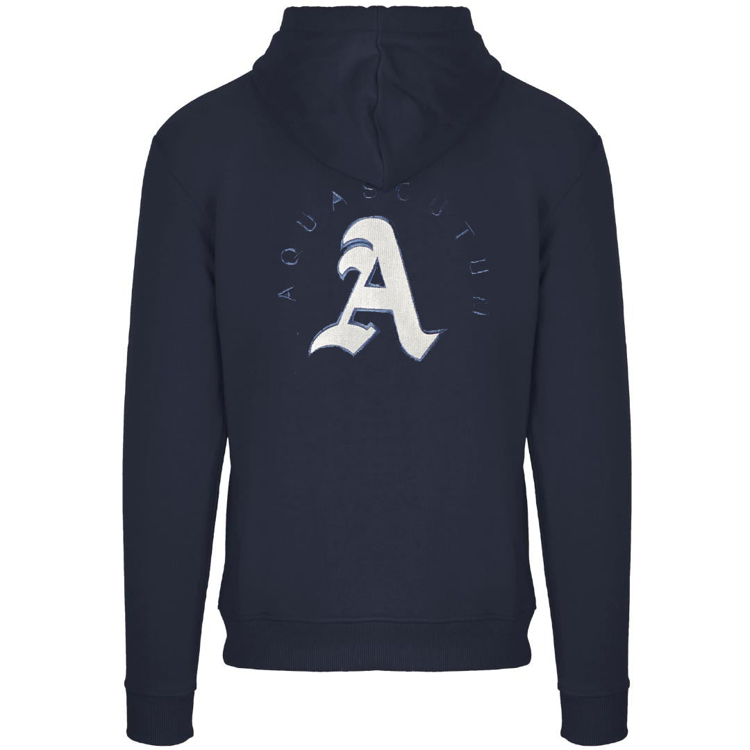 Aquascutum Monotone Aldis Emblem Logo Navy Blue Hoodie