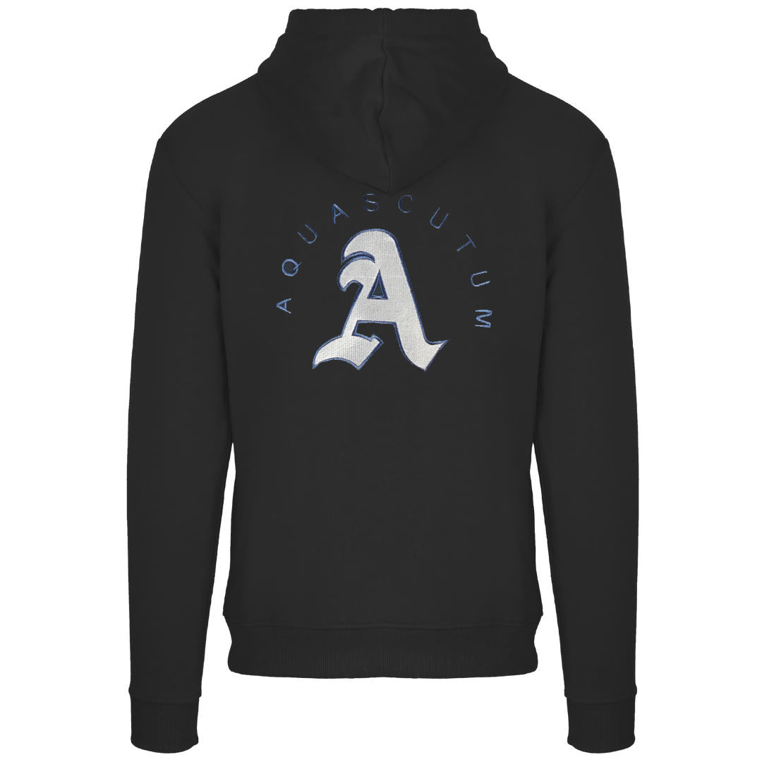 Aquascutum Monotone Aldis Emblem Logo Black Hoodie