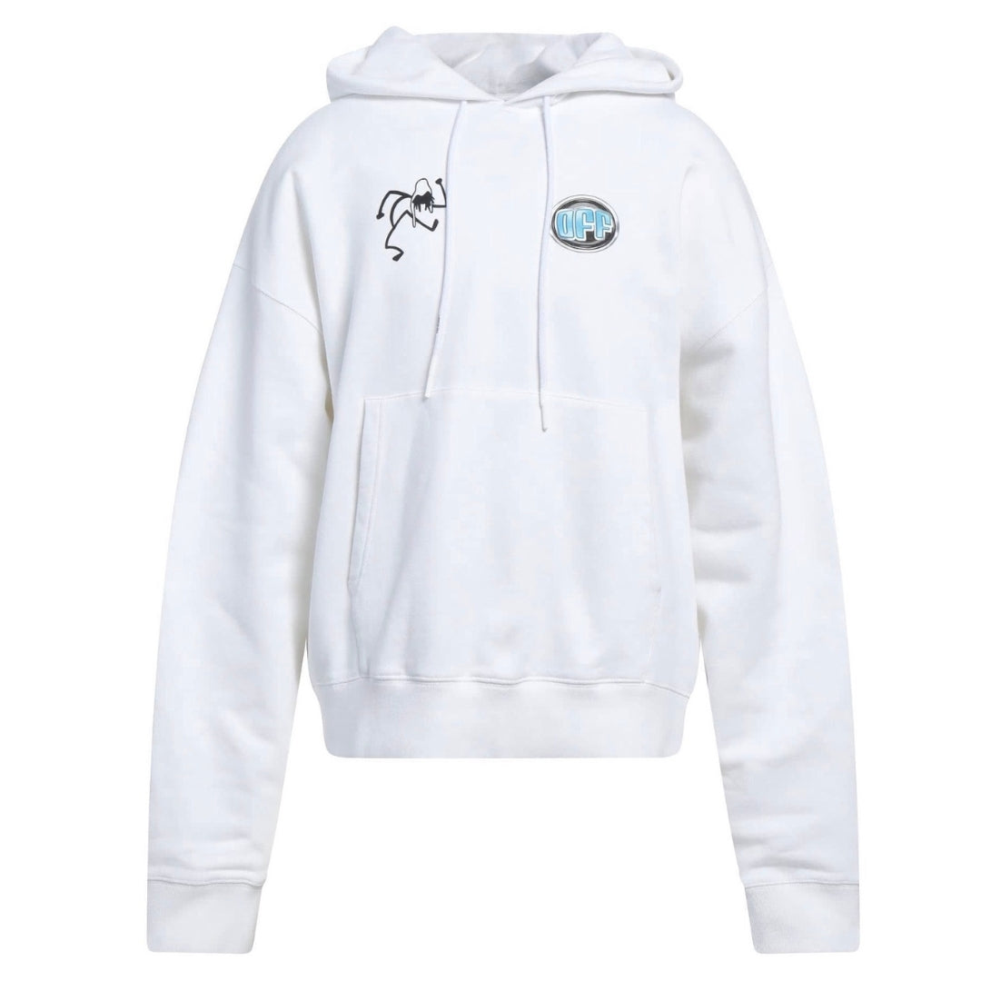 Off White Dj Play Over Print White Skate Hoodie