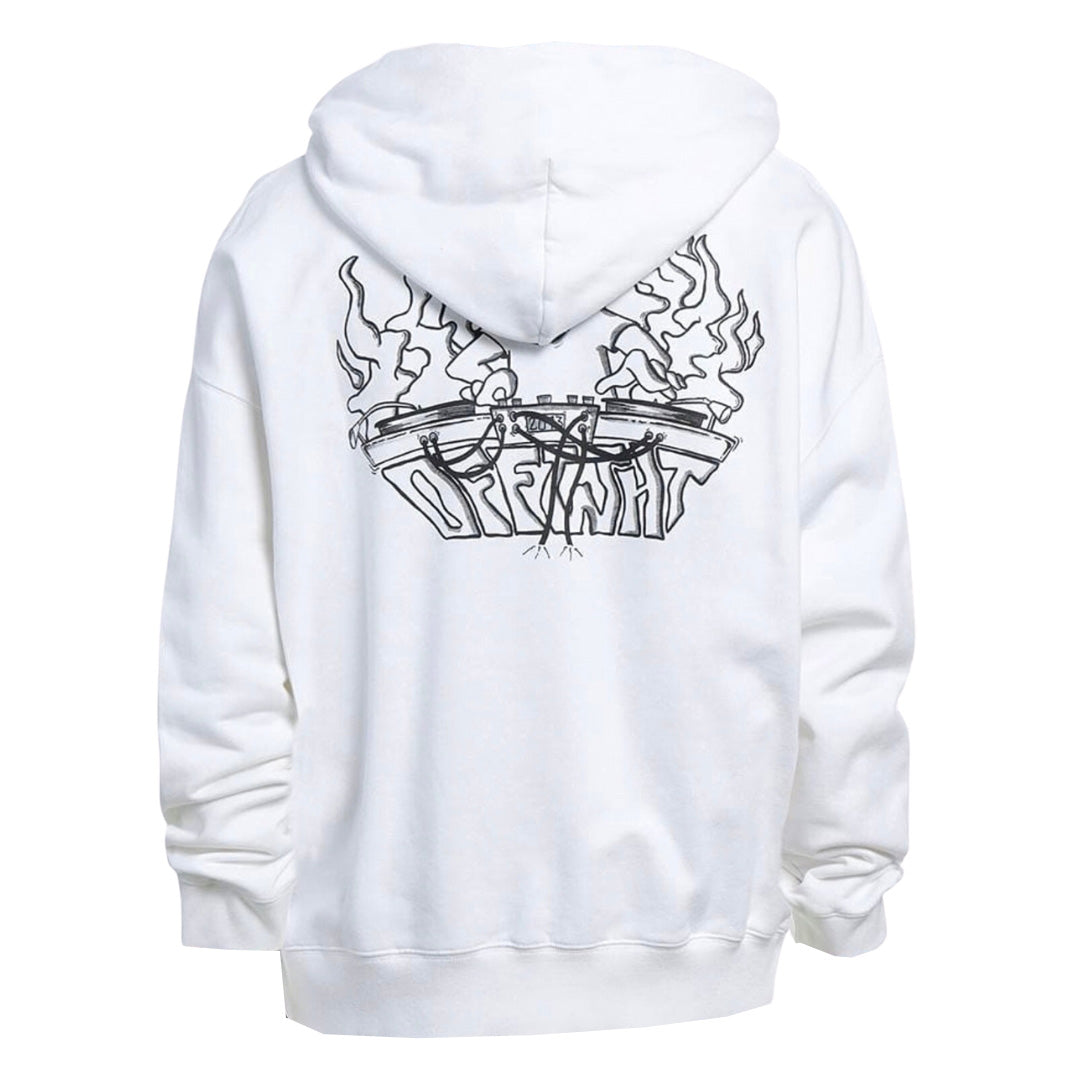 Off White Dj Play Over Print White Skate Hoodie