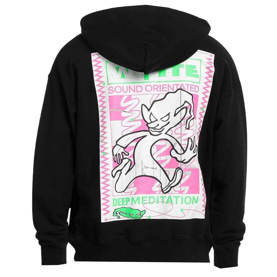 Off White Rave Flyer Skate Print Black Hoodie